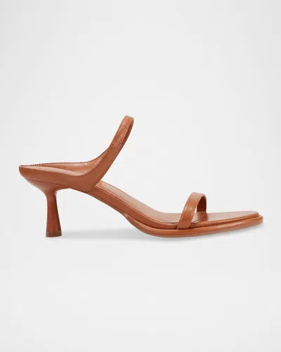 Marc Fisher Ltd Alonde Snake-embossed Leather Slide Sandals In Brown