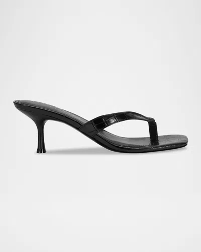 Marc Fisher Ltd Amele Croco Kitten Thong Slide Sandals