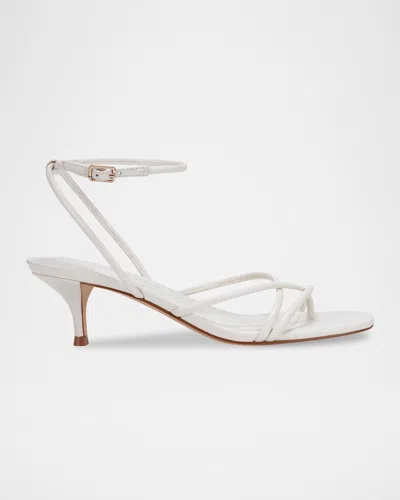 Marc Fisher Ltd Ballen Tubular Leather Kitten Ankle-strap Sandals In Ivory