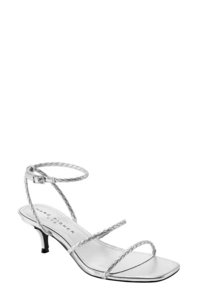 Marc Fisher Ltd Beylee Ankle Strap Kitten Heel Sandal In Metallic Silver