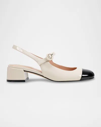 Marc Fisher Ltd Bicolor Mary Jane Slingback Ballerina Pumps In Ivory