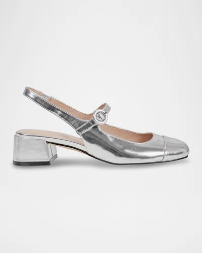 Marc Fisher Ltd Bicolor Mary Jane Slingback Ballerina Pumps In Silver