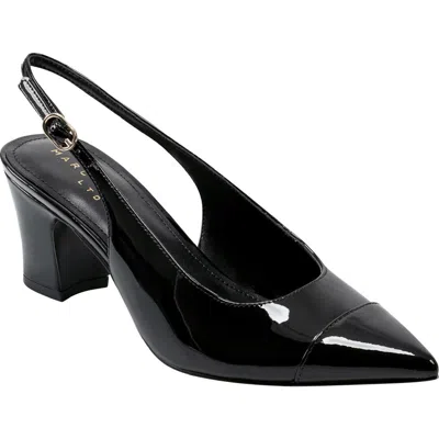 Marc Fisher Ltd Blakeley Slingback Pointed Toe Pump In Black Patent Leather