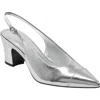 Marc Fisher Ltd Blakeley Slingback Pointed Toe Pump In Silver Mirror Metallic Leather