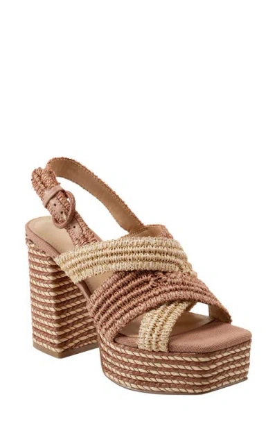 Marc Fisher Ltd Caddy Platform Sandal In Dark Tan,natural