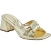 Marc Fisher Ltd Calia Sandals Women's Gold Leather Twist Knot Slip-on Jobb1382 In Gold