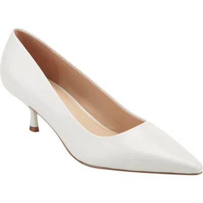 Marc Fisher Ltd Calynna Pointed Toe Kitten Heel Pump In White