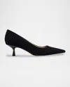 Marc Fisher Ltd Calynna Suede Kitten-heel Pumps In Black