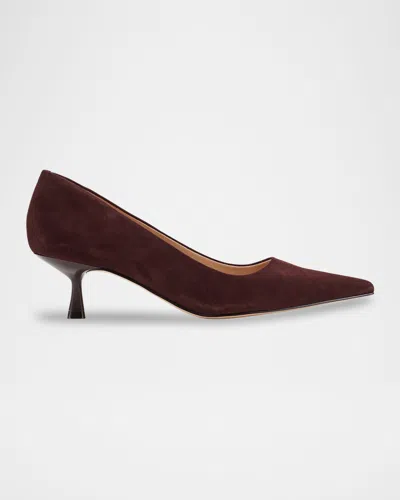 Marc Fisher Ltd Calynna Suede Kitten-heel Pumps In Brown