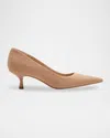 Marc Fisher Ltd Calynna Suede Kitten-heel Pumps In Brown