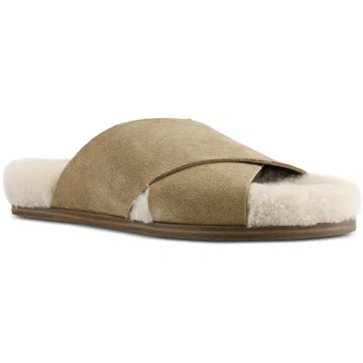 Marc Fisher Ltd Canna Womens Shearling Leather Slide Slippers In Animal Print
