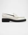 Marc Fisher Ltd Dagman Whipstitch Leather Loafers In White