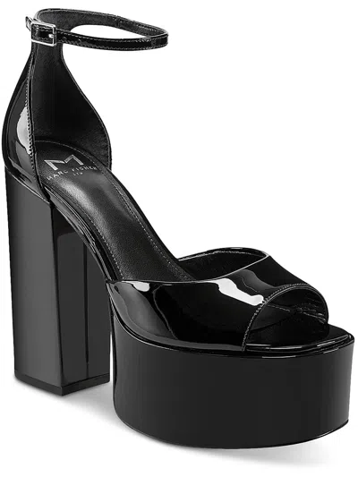 Marc Fisher Ltd Della Womens Patent Leather Peep-toe Platform Sandals In Black