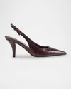 Marc Fisher Ltd Dorie Croc-embossed Leather Slingback Pumps In Brown