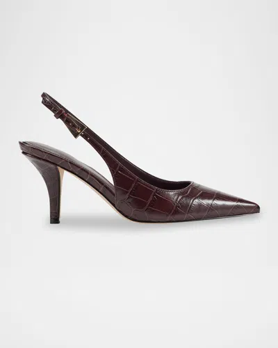 Marc Fisher Ltd Dorie Croc-embossed Leather Slingback Pumps