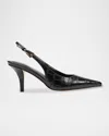 Marc Fisher Ltd Dorie Croc-embossed Leather Slingback Pumps In Black