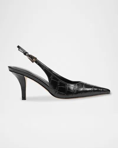 Marc Fisher Ltd Dorie Croc-embossed Leather Slingback Pumps In Black