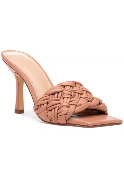 Marc Fisher Ltd Draya Sandals Womens Macaroon Leather Square Toe Jobb1089 In Pink