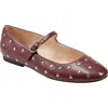 Marc Fisher Ltd Elizza Studded Mary Jane Flat In Burgundy