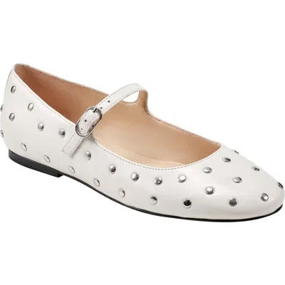 Marc Fisher Ltd Elizza Studded Mary Jane Flat In Ivory Leather
