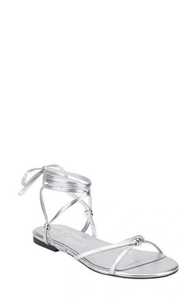 Marc Fisher Ltd Este Ankle Wrap Sandal In Silver