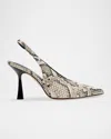 Marc Fisher Ltd Esther Snake-printed Leather Slingback Pumps In White