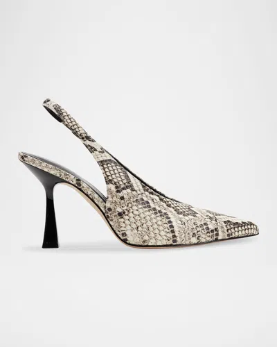 MARC FISHER LTD ESTHER SNAKE-PRINTED LEATHER SLINGBACK PUMPS
