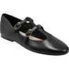 Marc Fisher Ltd Evie T-strap Flat In Black Leather