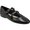 Marc Fisher Ltd Evie T-strap Flat In Black Leather