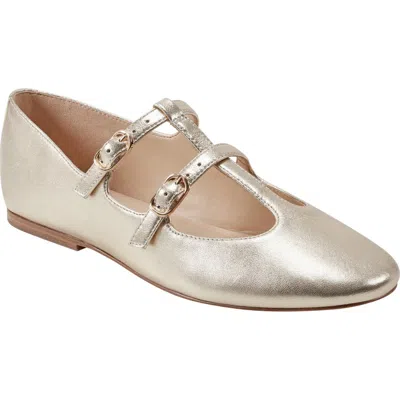 Marc Fisher Ltd Evie T-strap Flat In Gold Leather