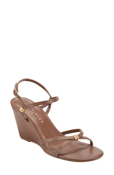 Marc Fisher Ltd Faithy Slingback Wedge Sandal In Brown