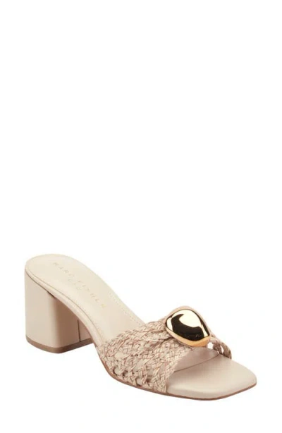 Marc Fisher Ltd Farrel Embellished Square Toe Slide Sandal In Metallic