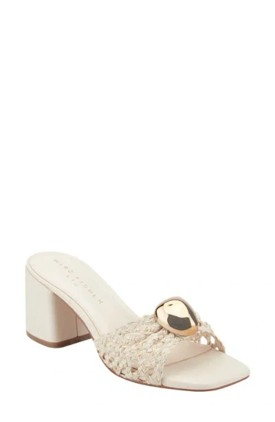 Marc Fisher Ltd Farrel Embellished Square Toe Slide Sandal In White