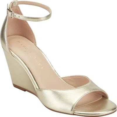 Marc Fisher Ltd Felyna Ankle Strap Wedge Sandal In Gold