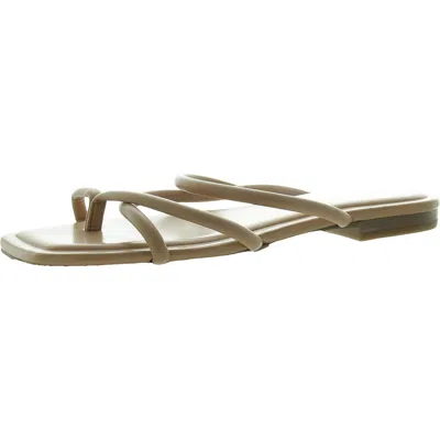 Marc Fisher Ltd Fiada Womens Faux Leather Thong Flip-flops In Beige