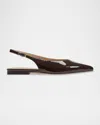 Marc Fisher Ltd Gabra Patent Leather Slingback Flats In Brown