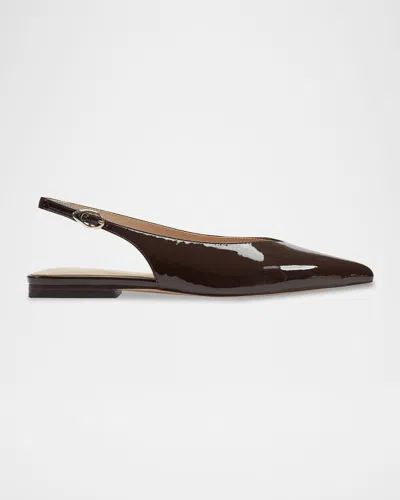 Marc Fisher Ltd Gabra Patent Leather Slingback Flats In Brown