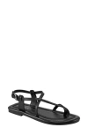 Marc Fisher Ltd Strappy Leather Flat Toe-ring Sandals In Black