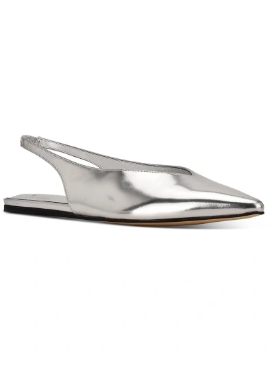 Marc Fisher Ltd Graceful Womens Leather Slingback Mules In Silver