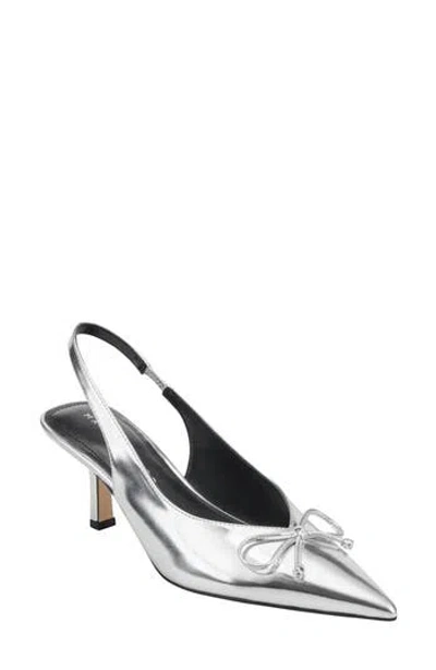 Marc Fisher Ltd Gretel Slingback Pointed Toe Bow Pump In Silver