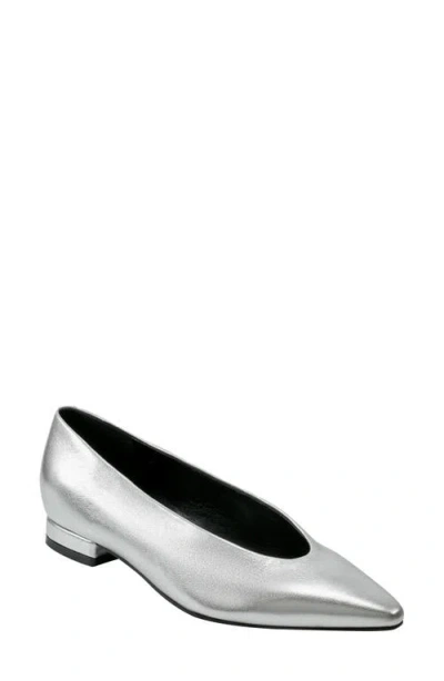 Marc Fisher Ltd Gunner Pointed Toe Flat In Silver Leather