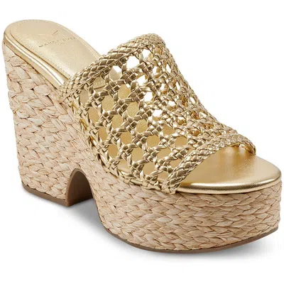 Marc Fisher Ltd Hollis Womens Faux Leather Slip On Espadrilles In Gold