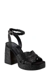 Marc Fisher Ltd Janie Raffia Ankle Strap Platform Sandal In Black