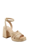 Marc Fisher Ltd Janie Raffia Ankle Strap Platform Sandal In Light Natural