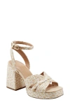 Marc Fisher Ltd Janie Raffia Ankle Strap Platform Sandal In Light Natural/ Ivory