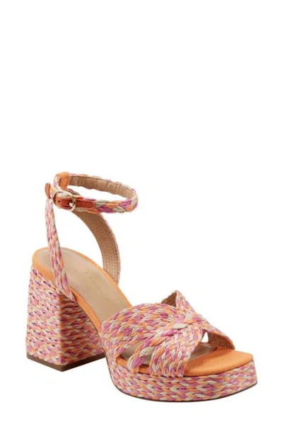 Marc Fisher Ltd Janie Raffia Ankle Strap Platform Sandal In Medium Pink