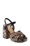 Marc Fisher Ltd Juliey Ankle Strap Platform Sandal In Black,natural