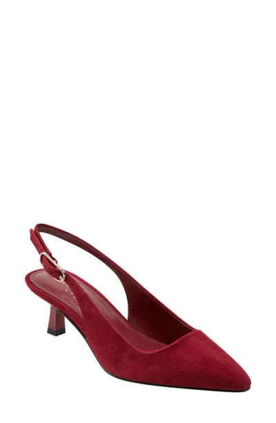 Marc Fisher Ltd Kory Pointed Toe Kitten Heel Pump In Dark Red Suede