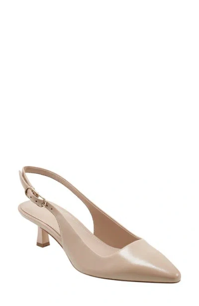 Marc Fisher Ltd Kory Pointed Toe Kitten Heel Pump In Light Natural Leather
