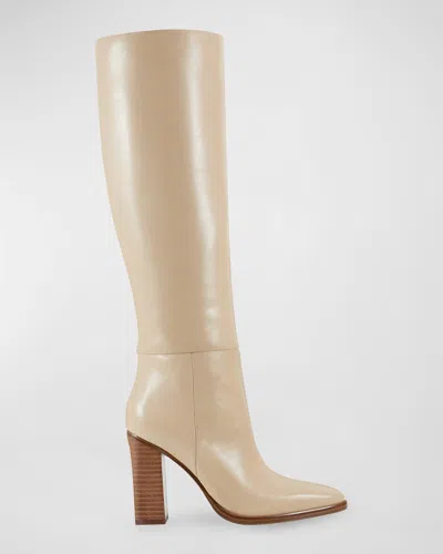 Marc Fisher Ltd Lannie Leather Knee Boots In Light Natural